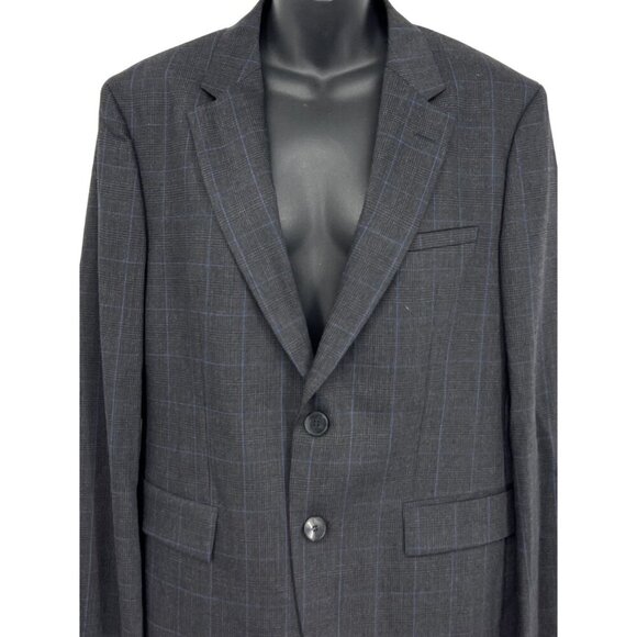 Hugo Mens Gray Checkered Two-Button Blazer Size 38 S 38S Lined Work Pockets New - Picture 2 of 11